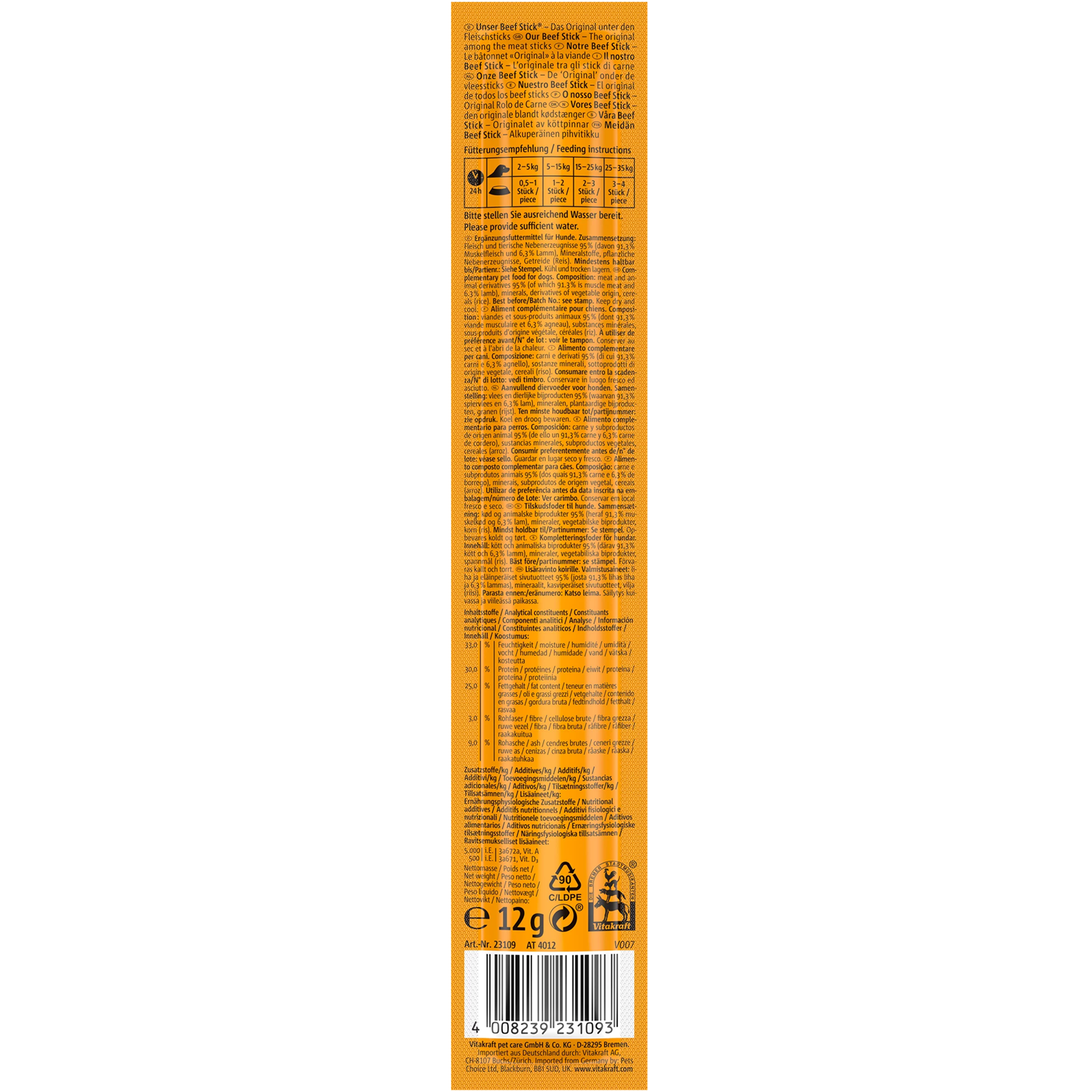 Vitakraft Beef Stick Dog Snack - Original Lamb - Shaking Tails