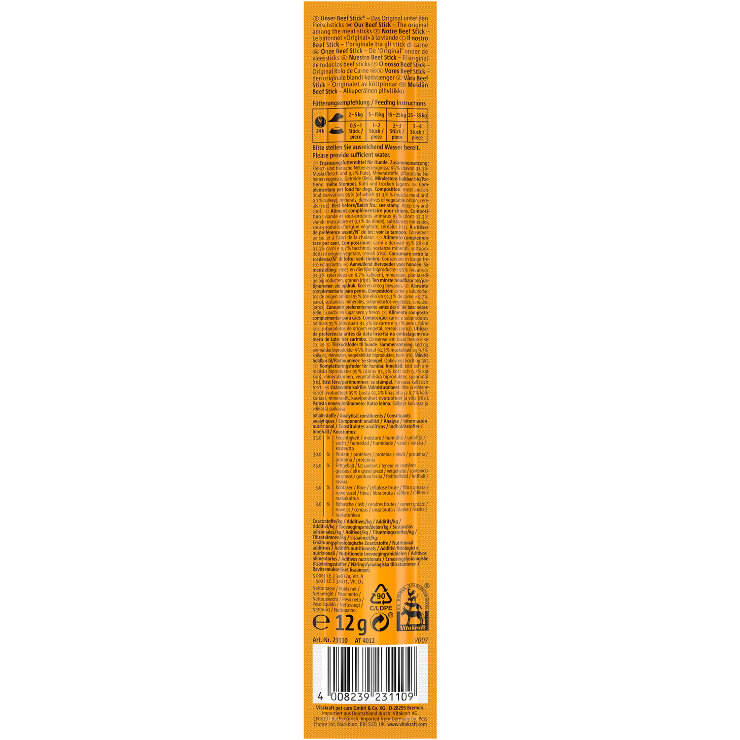 Vitakraft Beef Stick Dog Snack - Original Turkey - Shaking Tails