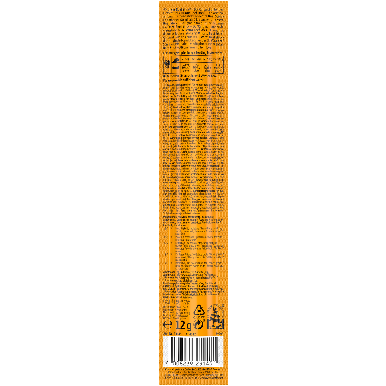 Vitakraft Beef Stick Dog Snack - Original Heart - Shaking Tails