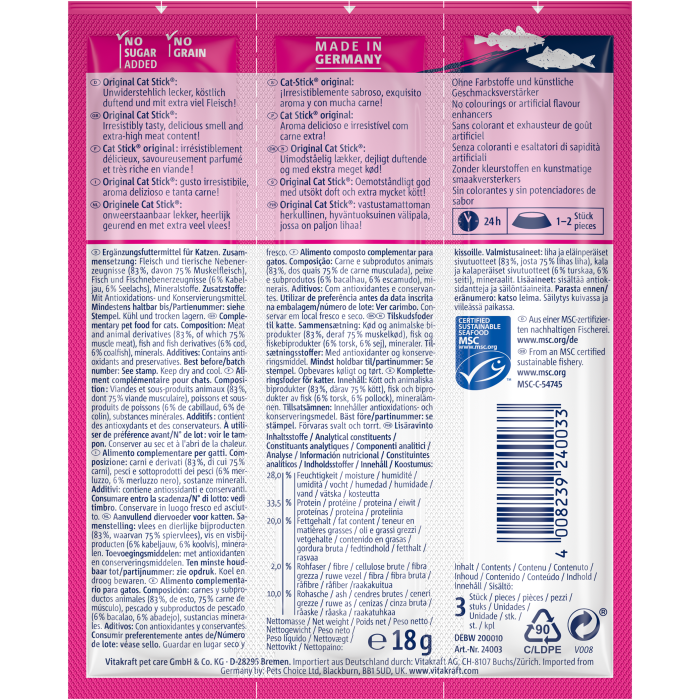 Vitakraft Cat Stick Mini - Cod & Pollock - Shaking Tails