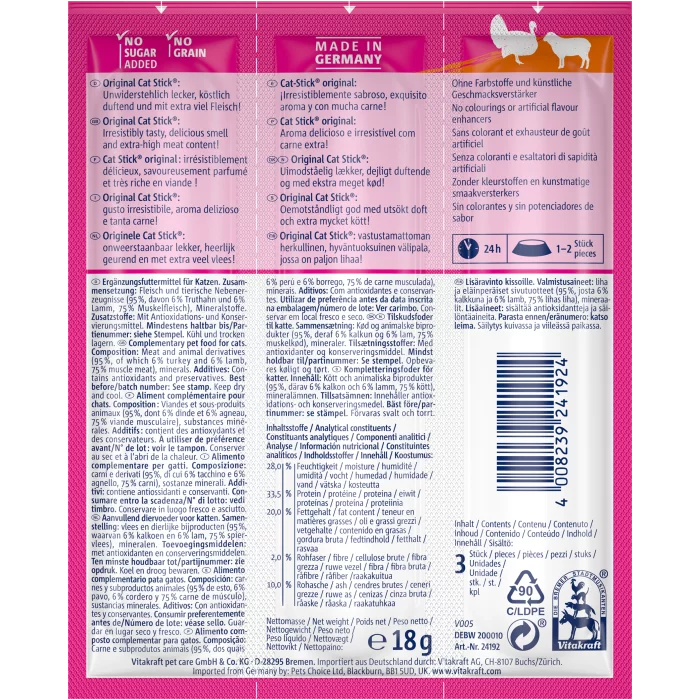 Vitakraft Cat Stick Mini - Turkey & Lamb - Shaking Tails