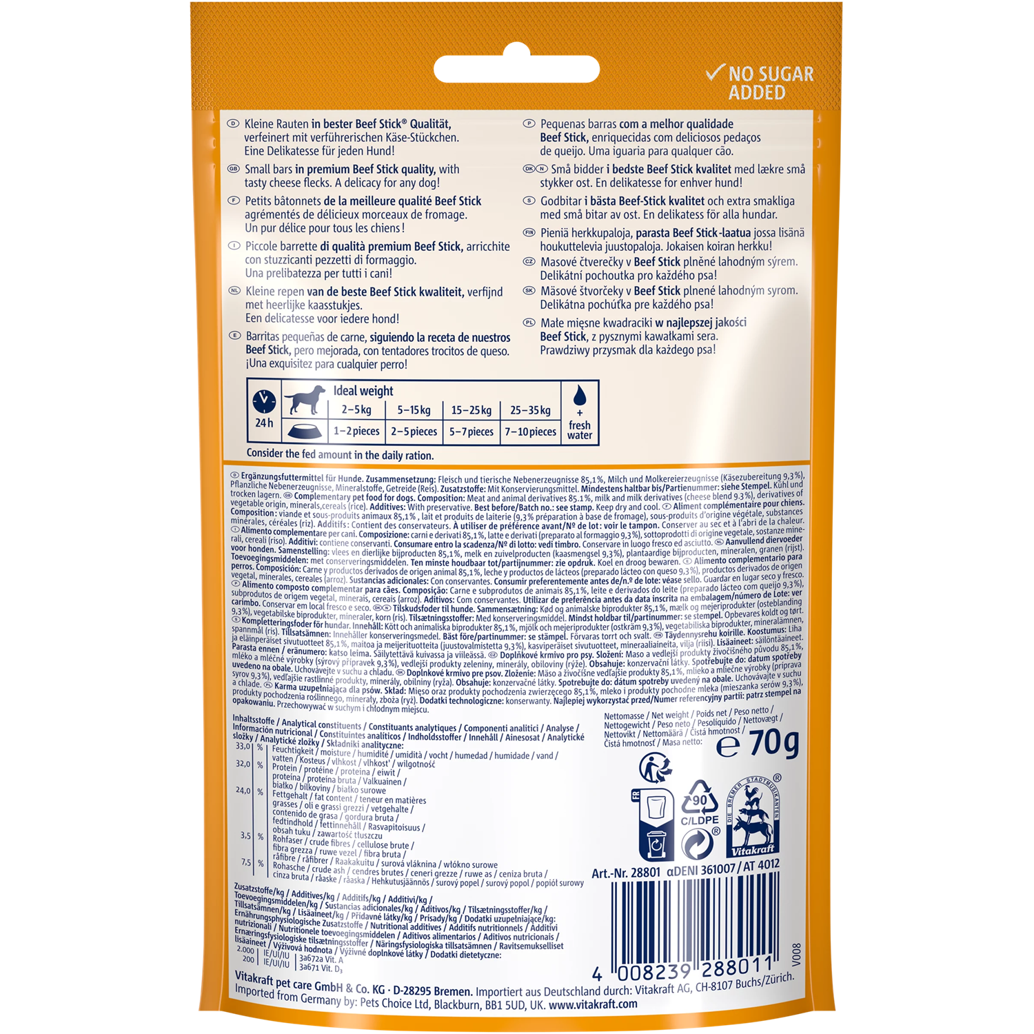 Vitakraft Beef Stick Dog Snack - Quadros & Cheese - Shaking Tails