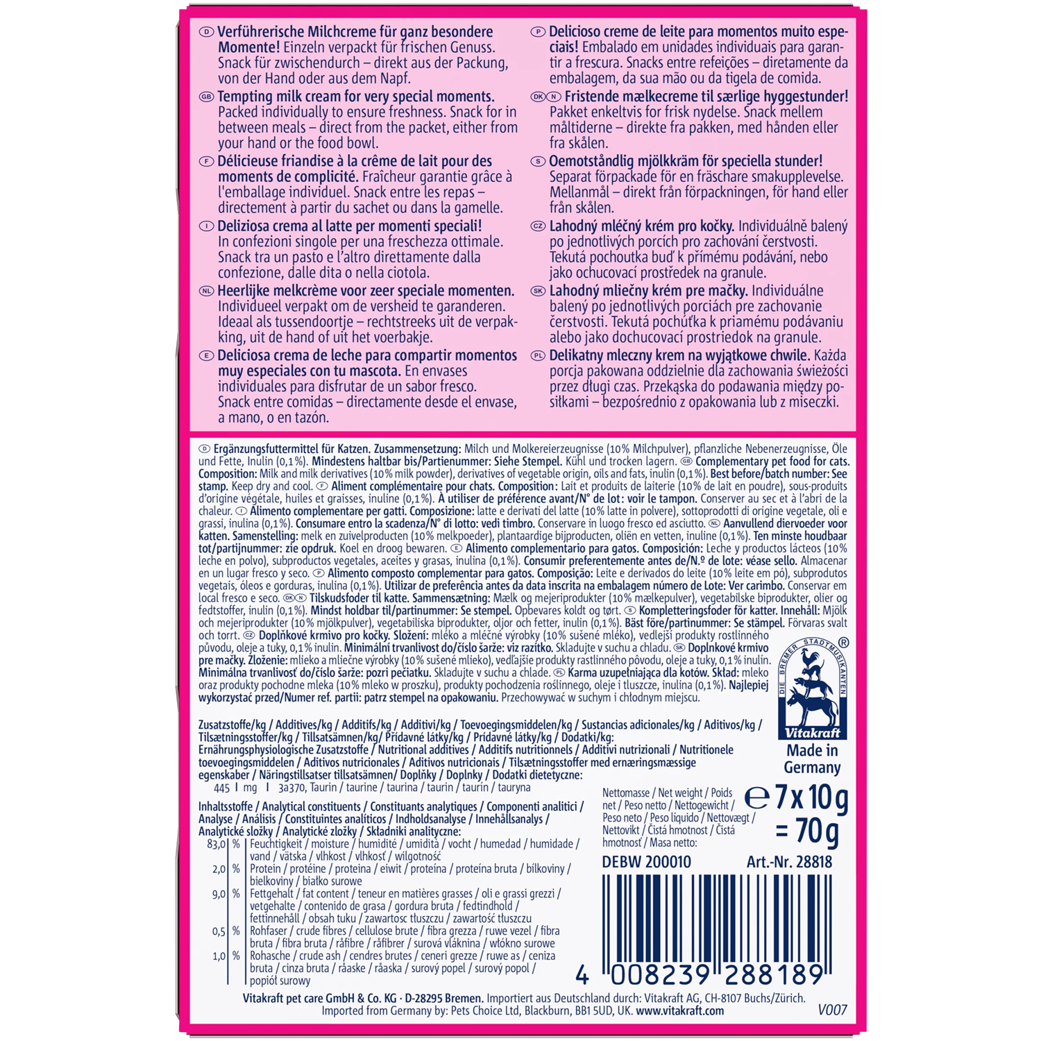 Vitakraft Milky Melody Cat Snack - Milkcream Pure - Shaking Tails