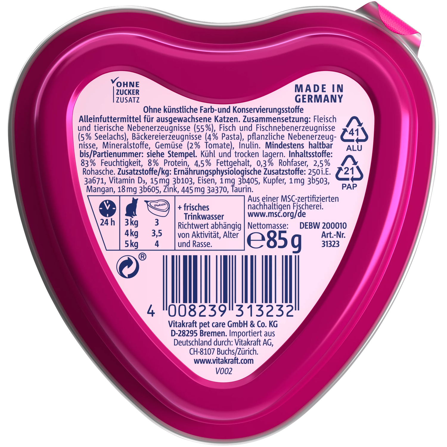 Vitakraft Poésie Création Cat Wet Food - Pollock with Pasta & Tomato - Shaking Tails