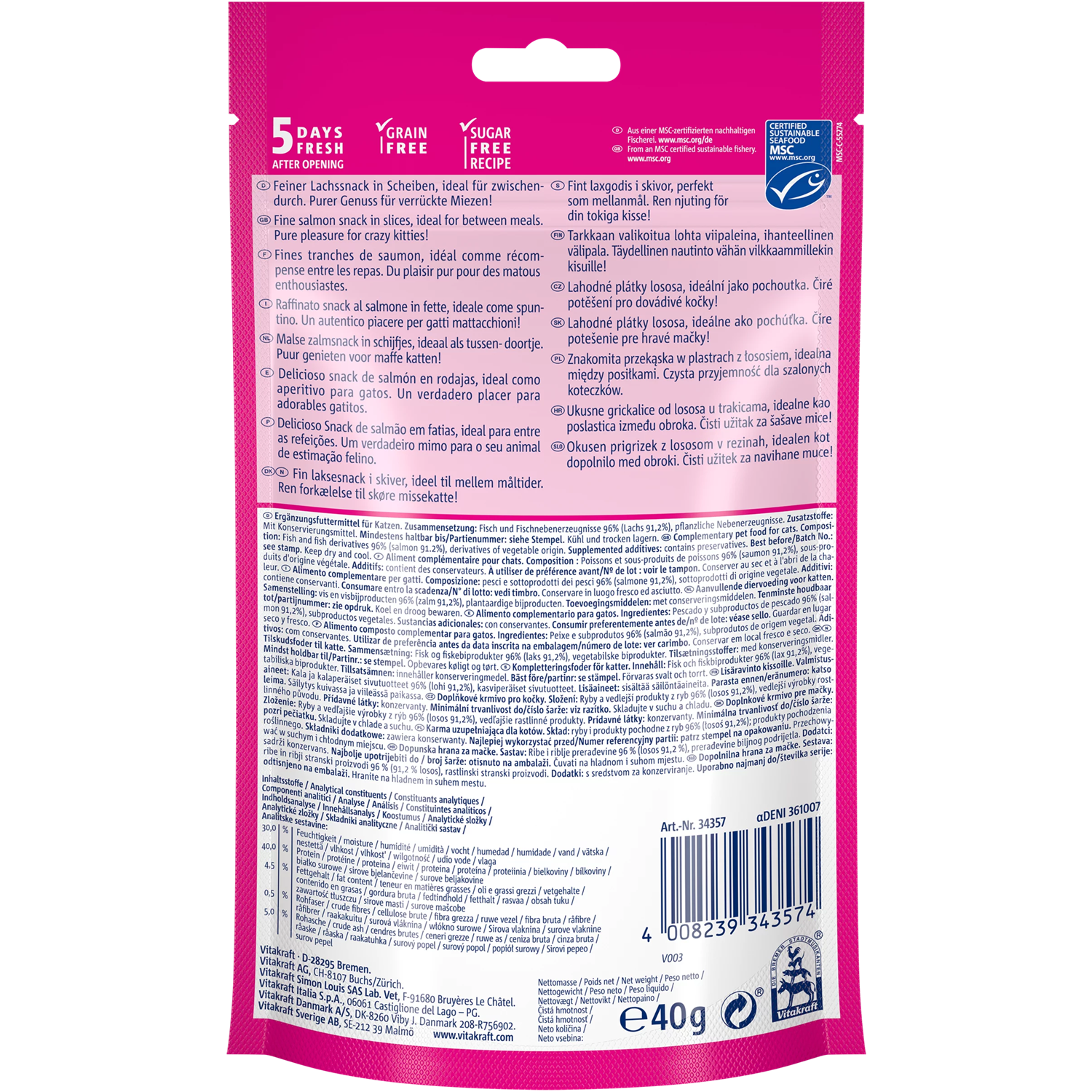 Vitakraft MININOS Fancy Jerky Salmon Snack in Slices - Shaking Tails