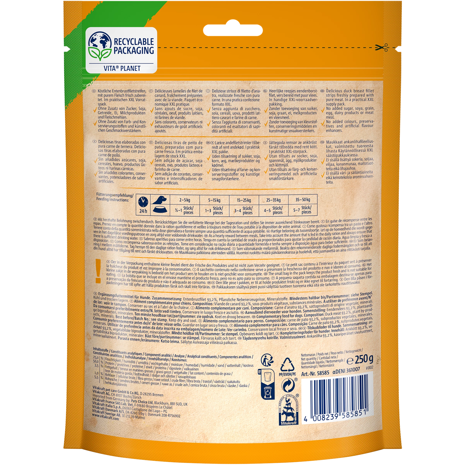 Vitakraft FILETS Dog Treat - Duck fillet strips - Shaking Tails