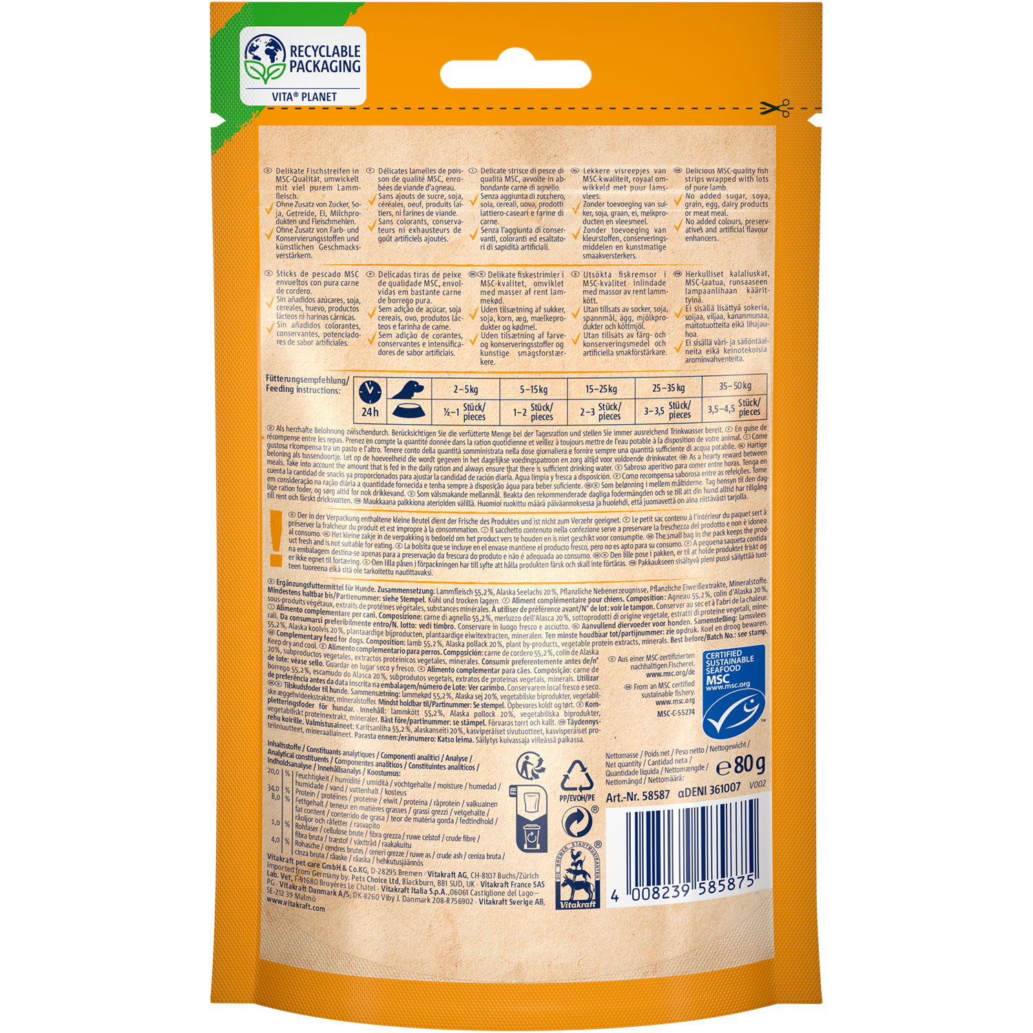 Vitakraft DUO Lamb & Fish Dog Treat - Shaking Tails