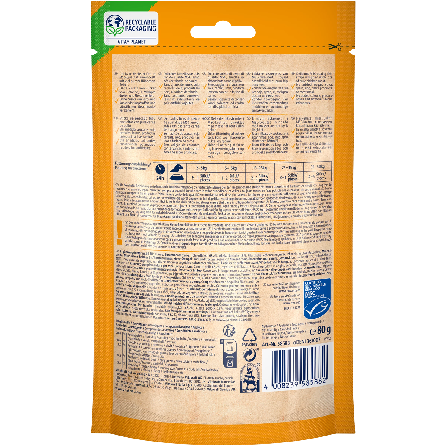 Vitakraft DUO Chicken & Fish Dog Treat - Shaking Tails