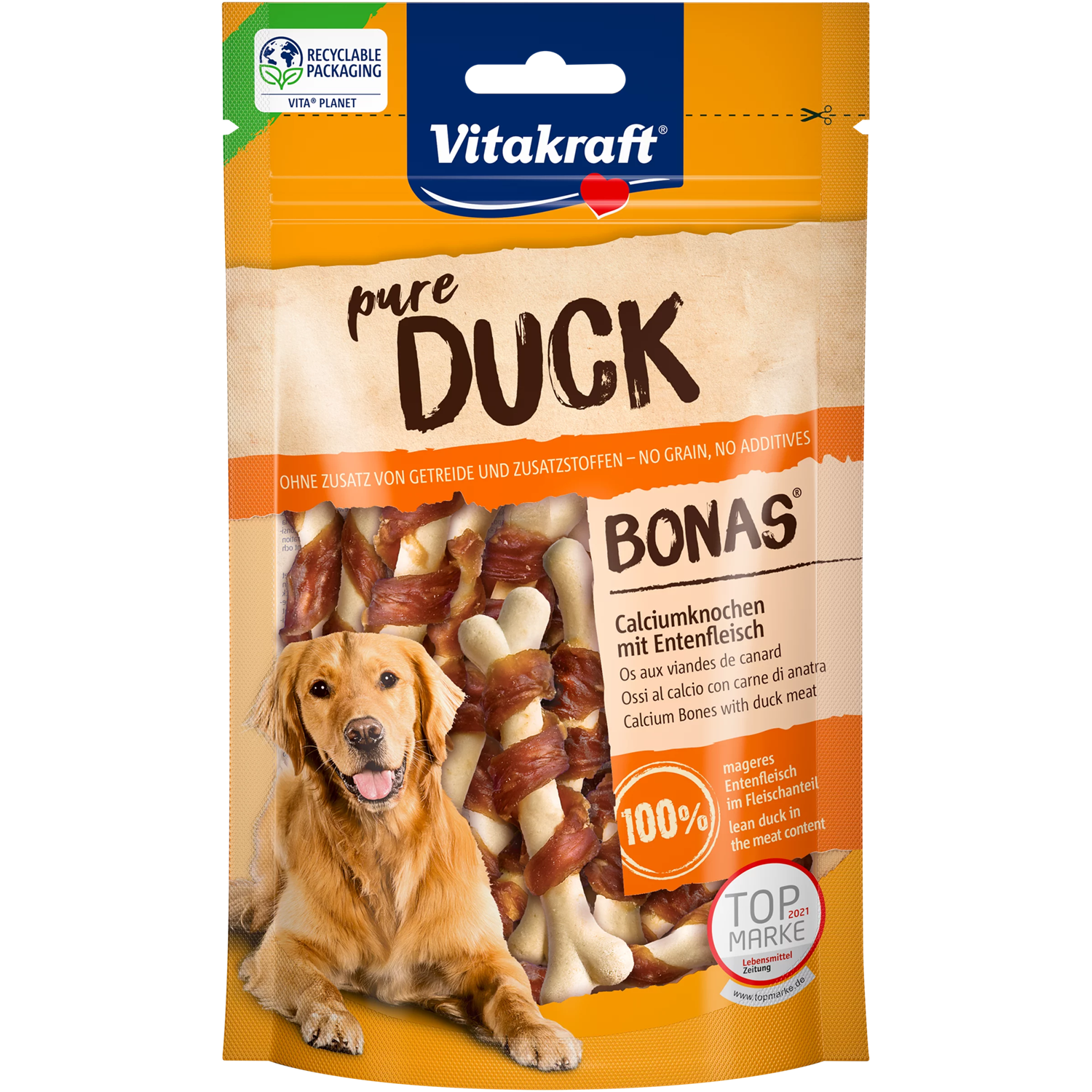 Vitakraft BONAS Calcium Bones Dog Treat - Duck Meat - Shaking Tails