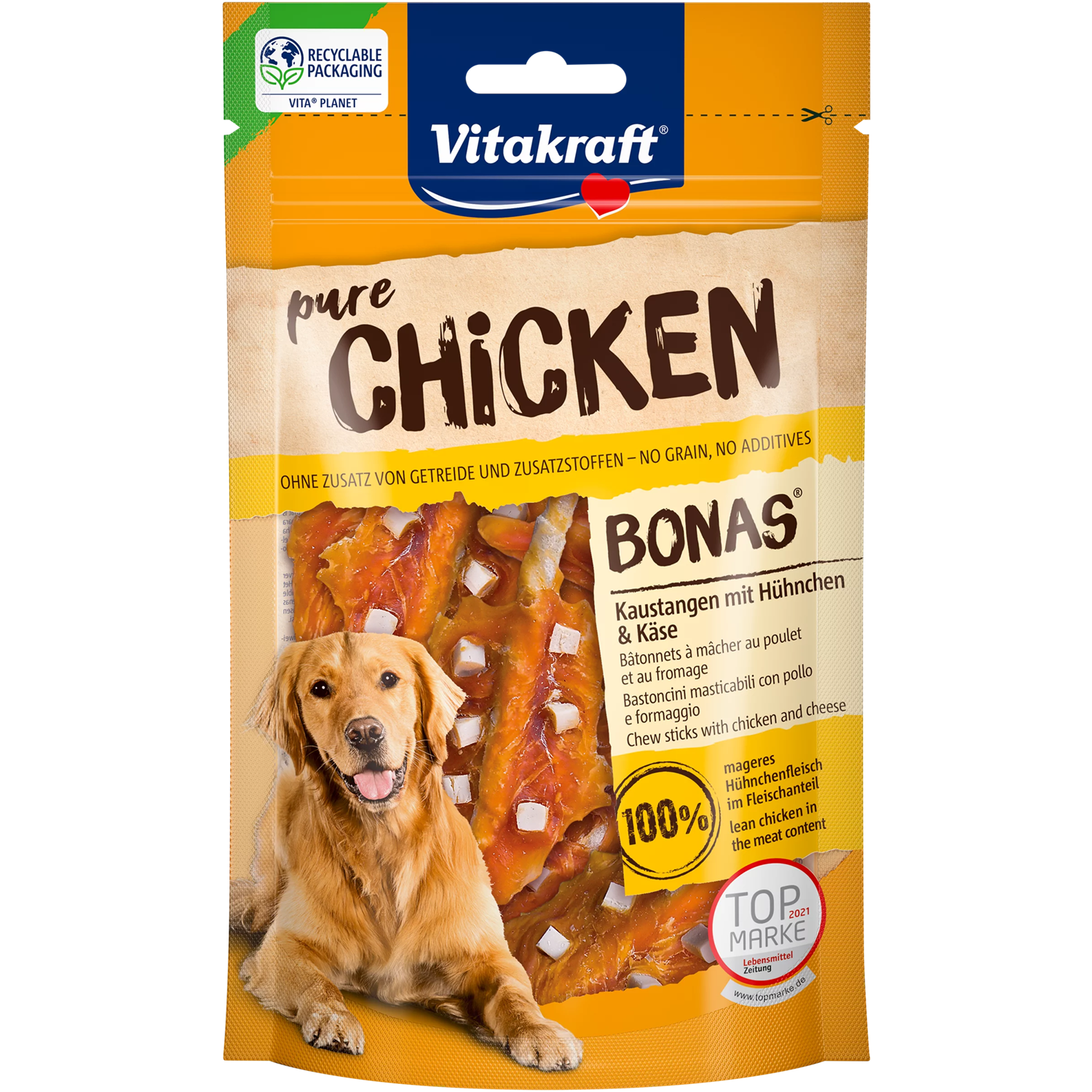 Vitakraft BONAS Chewing Sticks Dog Treats - Chicken & Cheese - Shaking Tails