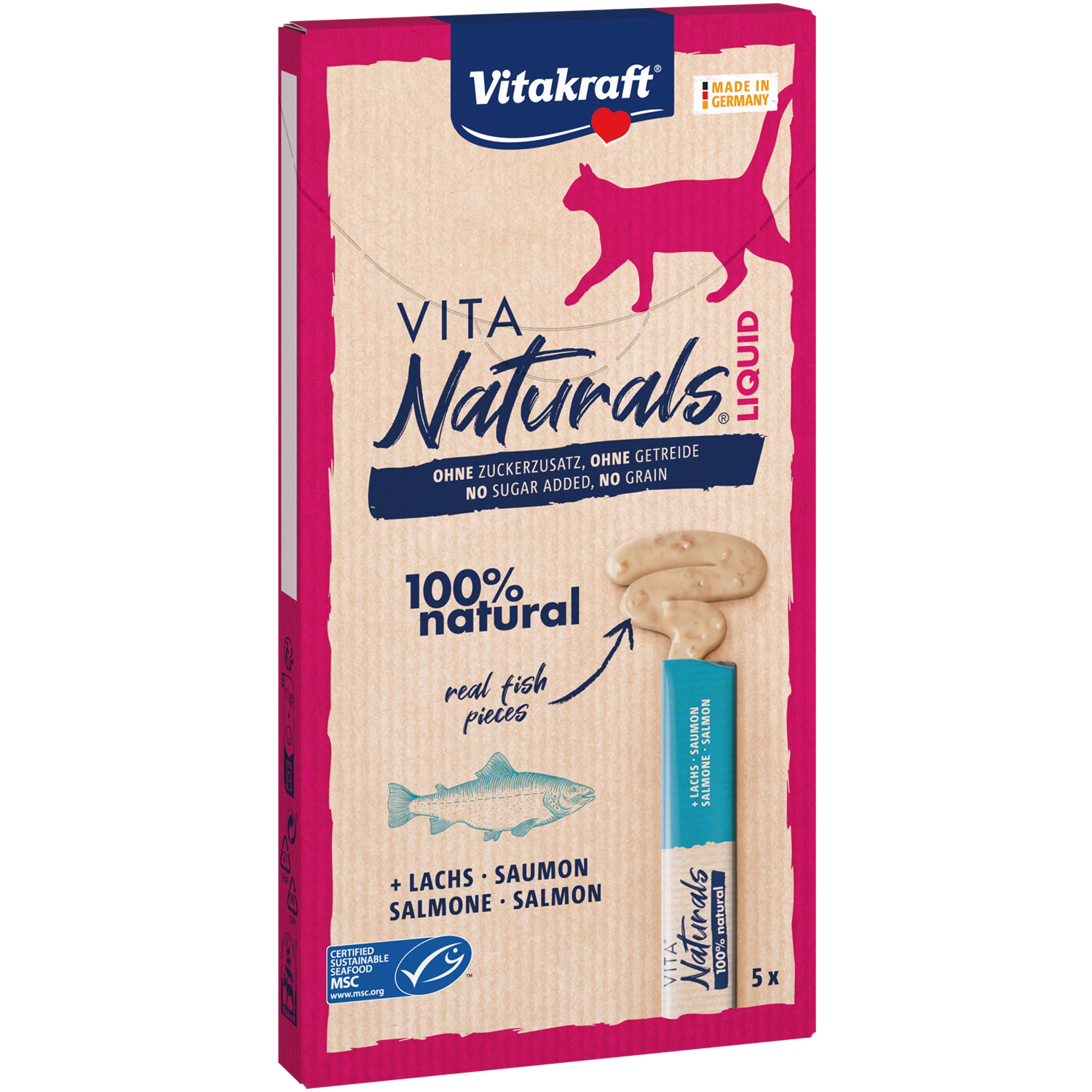 Vitakraft Vita Naturals Liquid Cat Snack - Salmon - Shaking Tails