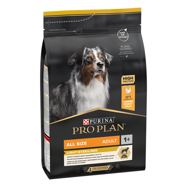 Purina Pro Plan Light Sterelised Adult All Size Dog Dry Food - Chicken