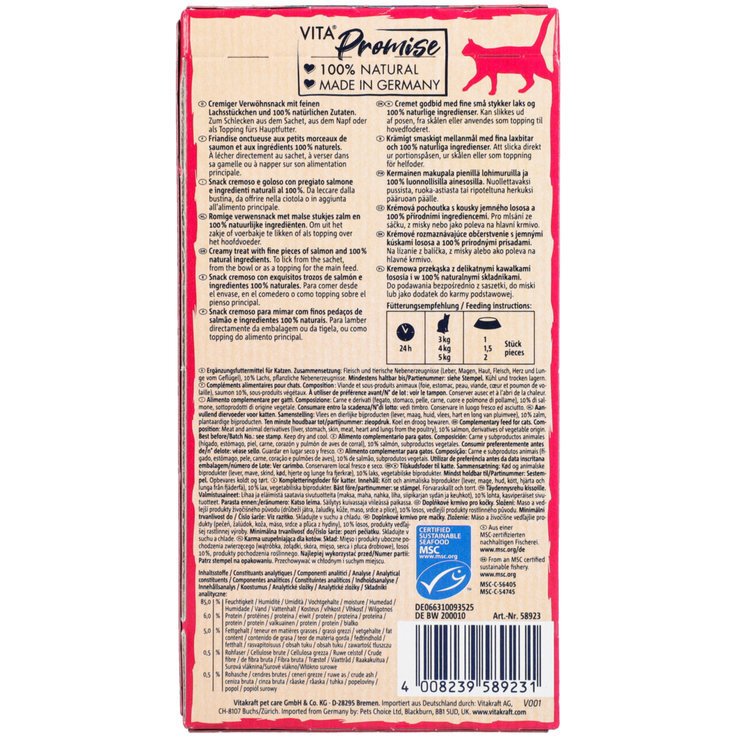 Vitakraft Vita Naturals Liquid Cat Snack - Salmon - Shaking Tails