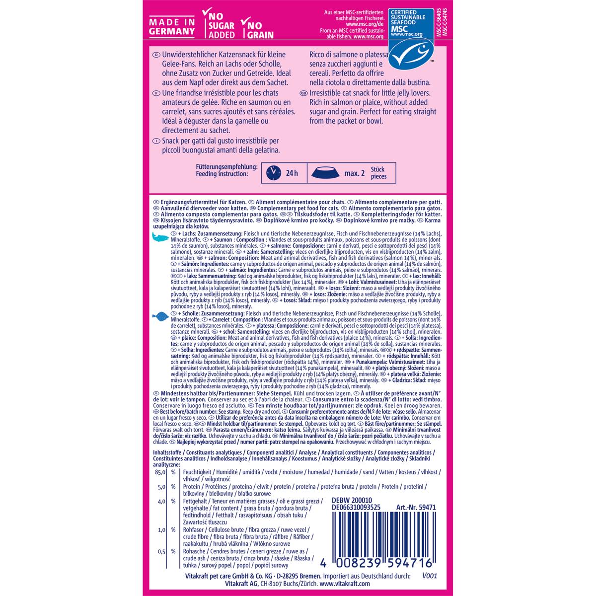 Vitakraft Jelly Lovers Cat Snack - Plaice & Salmon - Shaking Tails