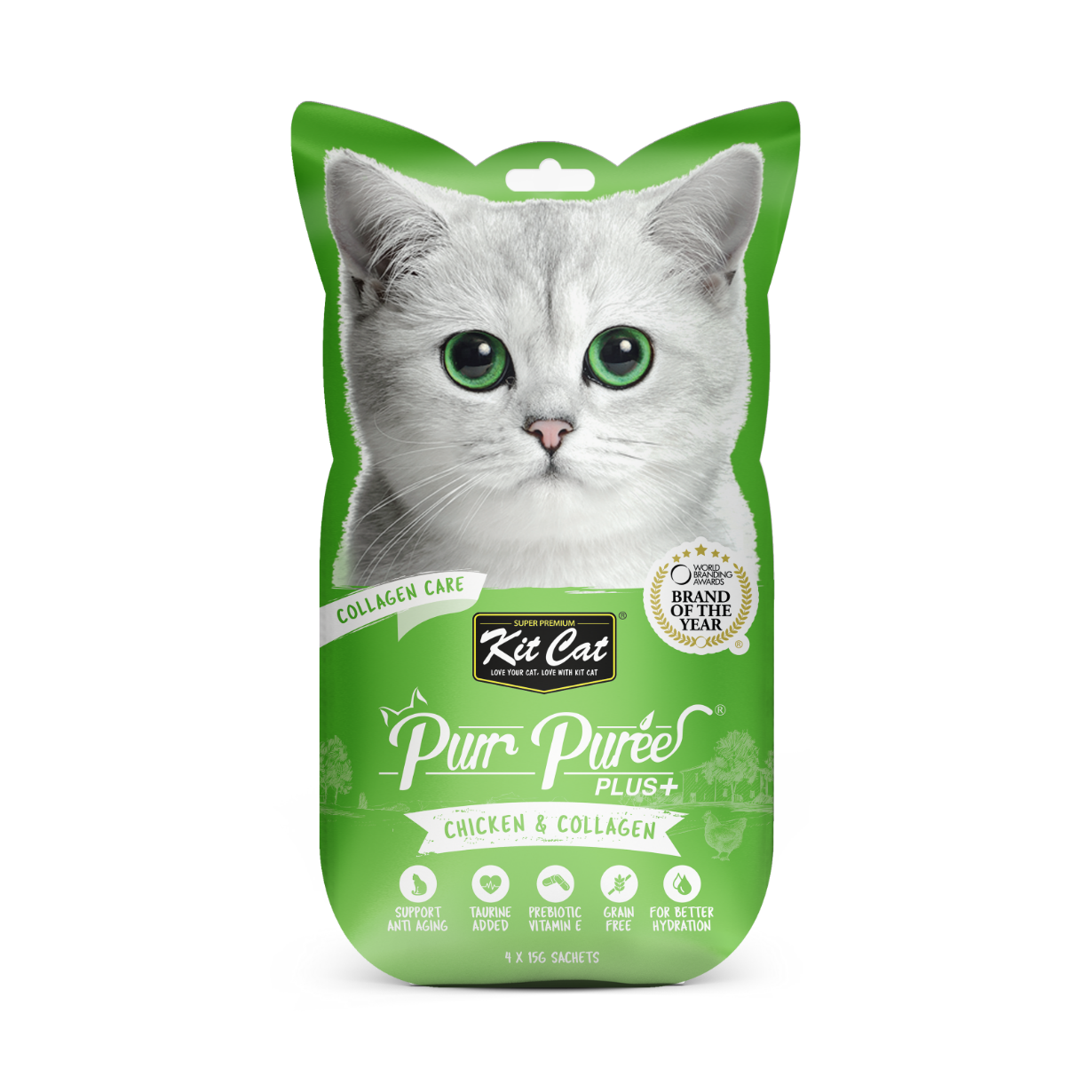 Kit Cat Purr Puree Plus+ Chicken & Collagen Care - Shaking Tails