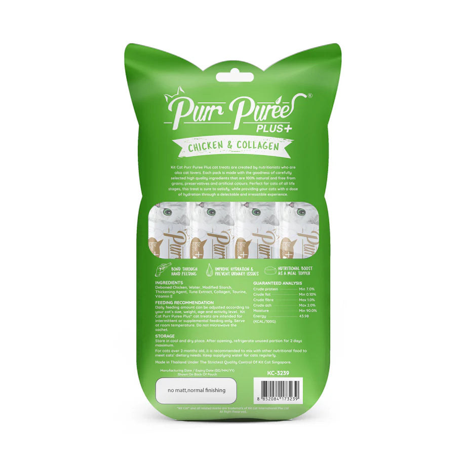 Kit Cat Purr Puree Plus+ Chicken & Collagen Care - Shaking Tails
