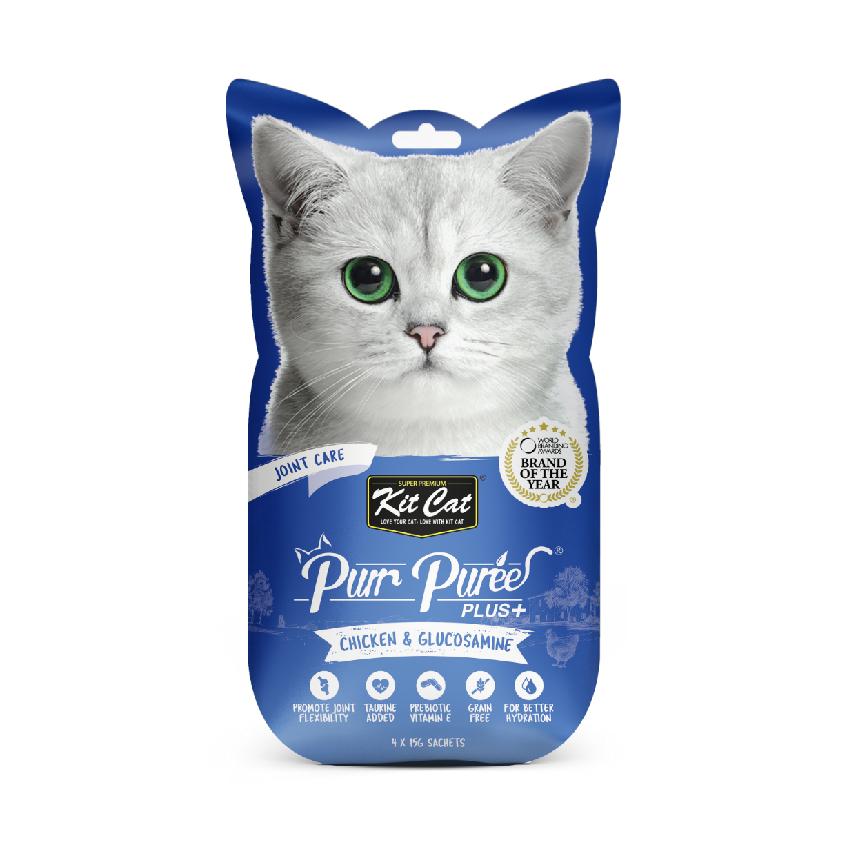 Kit Cat Purr Puree Plus+ Chicken & Glucosamine (Joint Care) - Shaking Tails