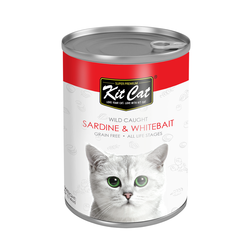 Kit Cat Wild Caught Canned Cat Food - Sardine & WhiteBait - Shaking Tails