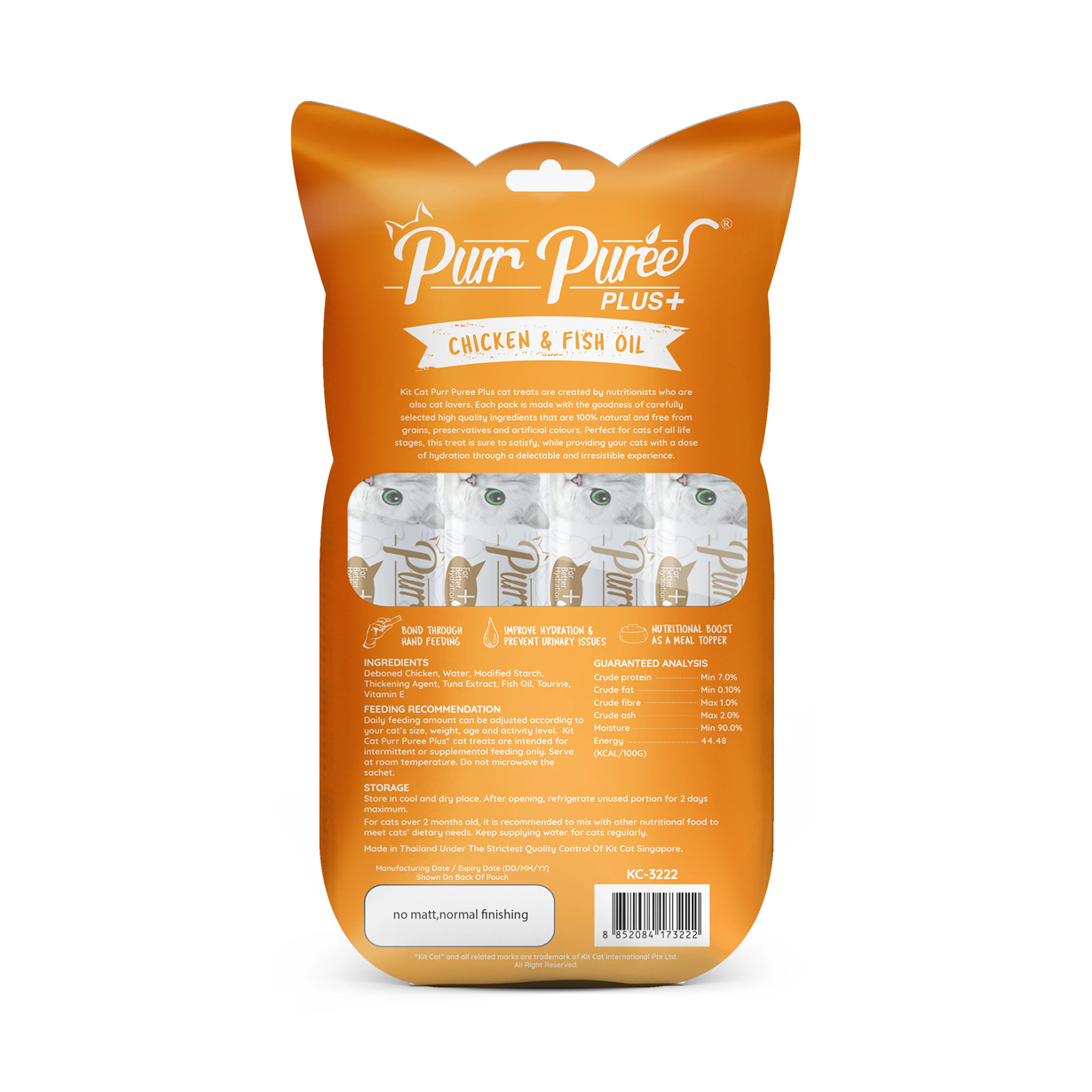 Kit Cat Purr Puree Plus+ Chicken & Fish Oil (Skin & Coat) - Shaking Tails