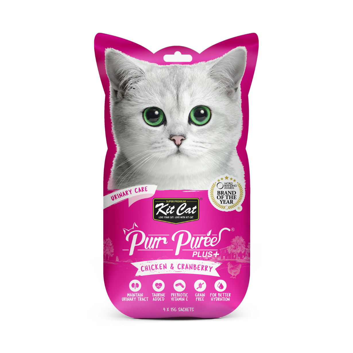 Kit Cat Purr Puree Plus+ Chicken & Cranberry (Urinary Care) - Shaking Tails