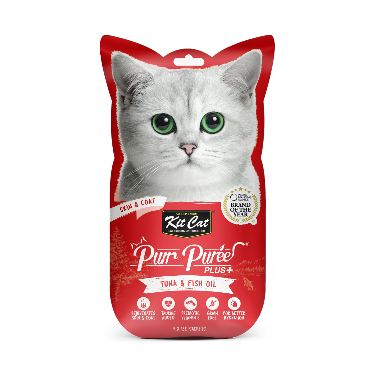 Kit Cat Purr Puree Plus+ Tuna & Fish Oil (Skin & Coat) - Shaking Tails