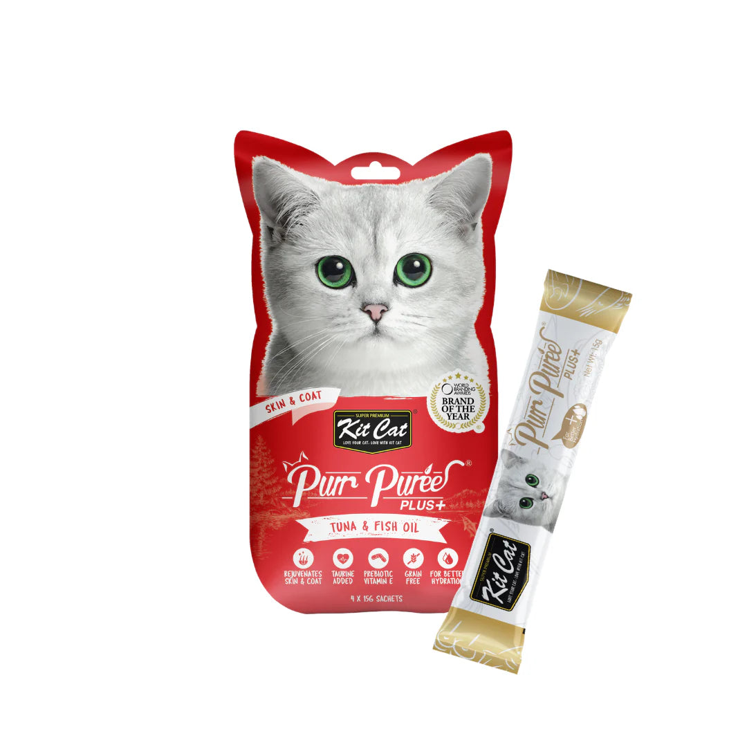 Kit Cat Purr Puree Plus+ Tuna & Fish Oil (Skin & Coat) - Shaking Tails