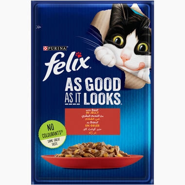 Purina FELIX As Good As It Looks with Beef in Jelly Wet Cat Food - Shaking Tails