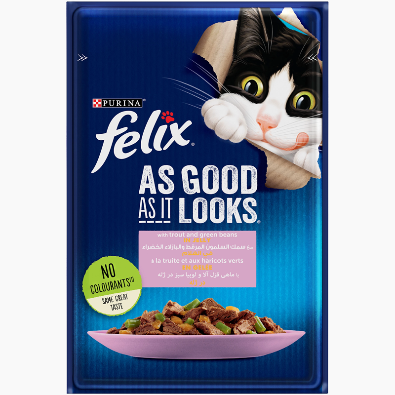 Purina FELIX As Good As it Looks with Trout and Green Bean in Jelly Wet Cat Food - Shaking Tails