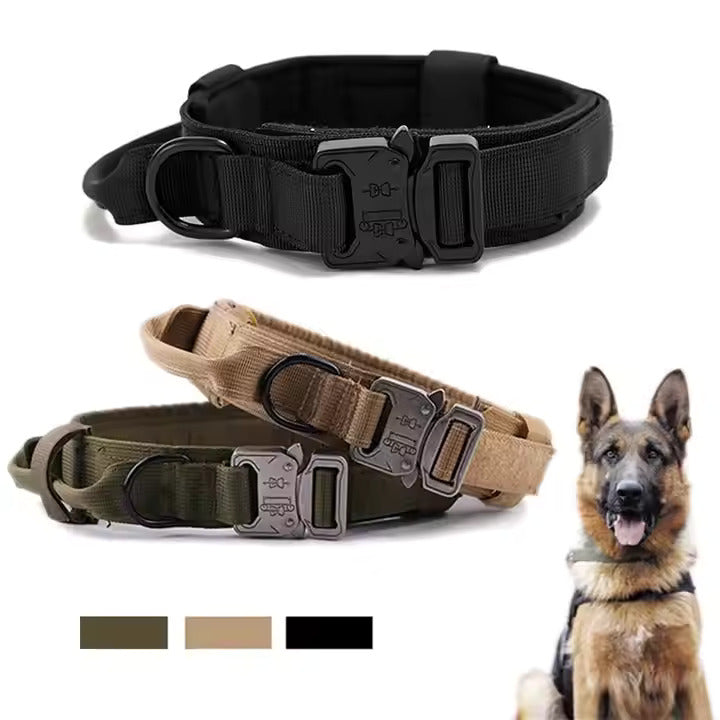Heavy Duty Tactical Dog Collar for Medium and Large Dogs - Shaking Tails