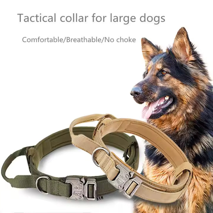 Heavy Duty Tactical Dog Collar for Medium and Large Dogs - Shaking Tails