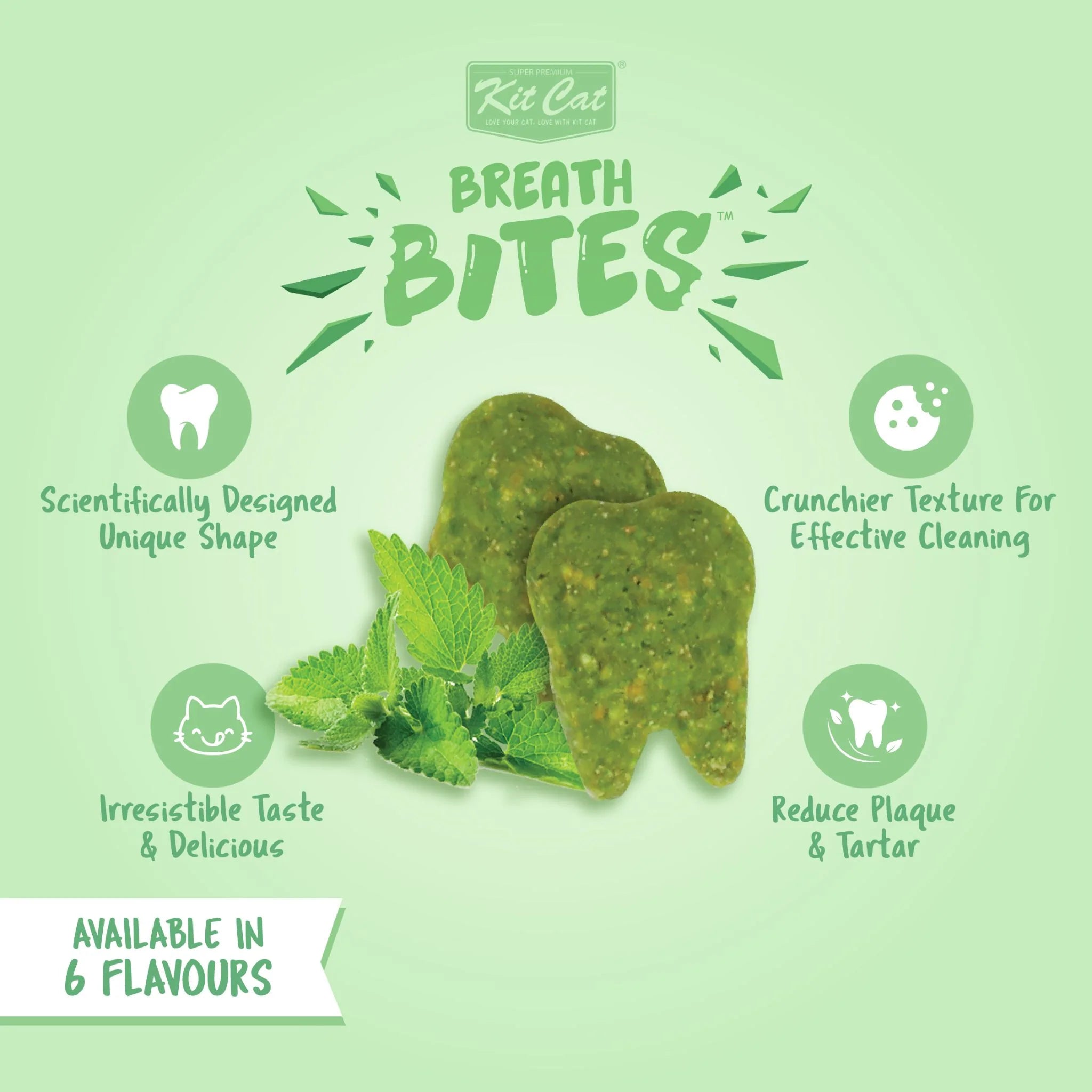 Kit Cat Breath Bites Seafood Cat Dental Treats - Shaking Tails