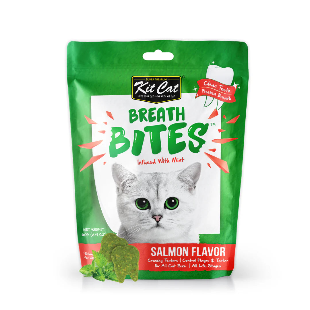 Kit Cat Breath Bites Salmon Cat Dental Treats - Shaking Tails