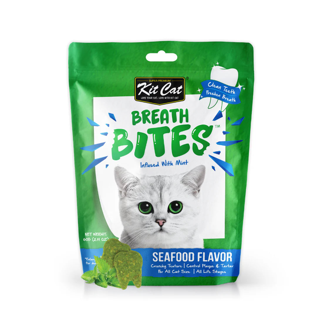 Kit Cat Breath Bites Seafood Cat Dental Treats - Shaking Tails