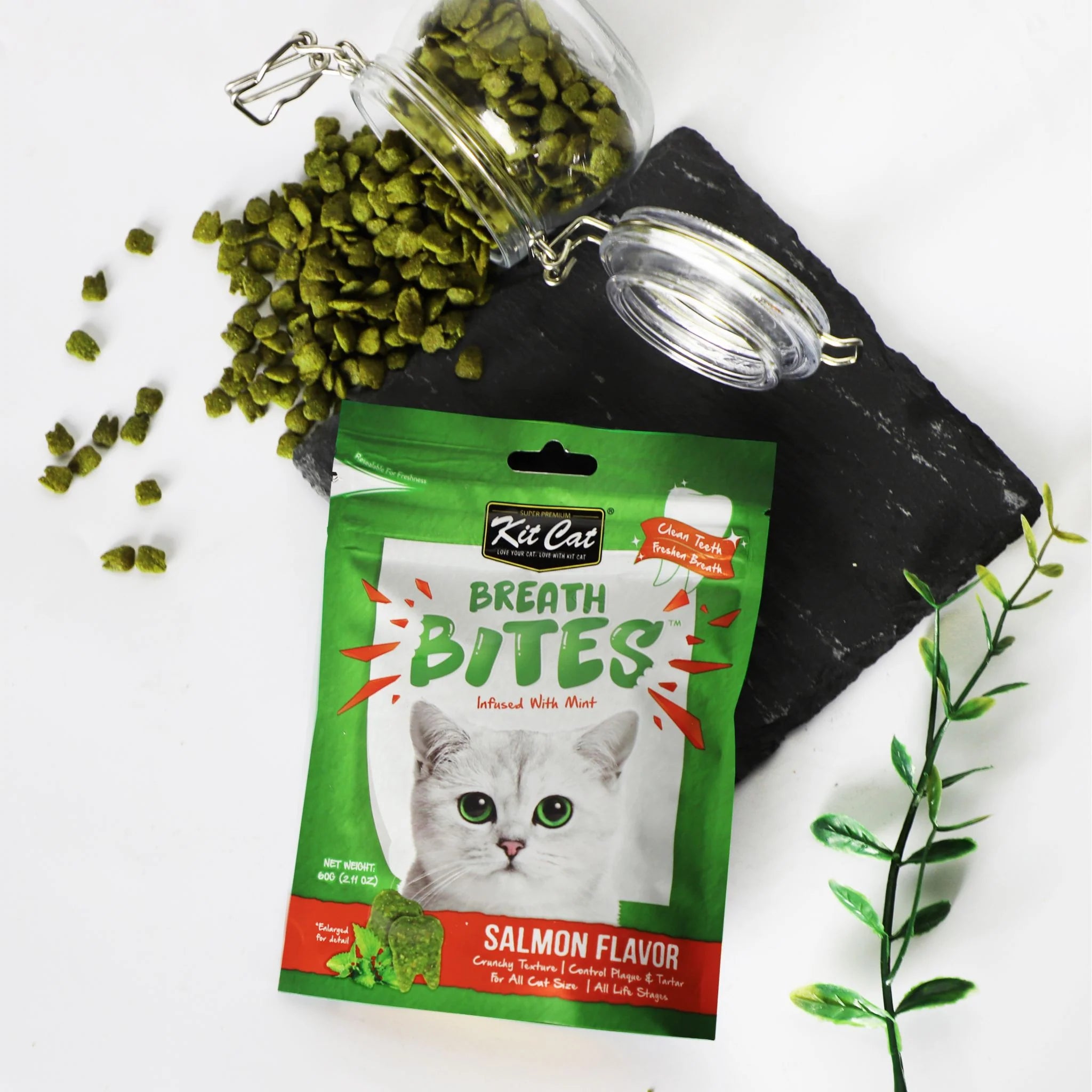 Kit Cat Breath Bites Salmon Cat Dental Treats - Shaking Tails