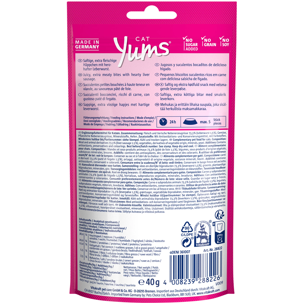 Vitakraft Cat Yums Snack -  Liver Sausage - Shaking Tails