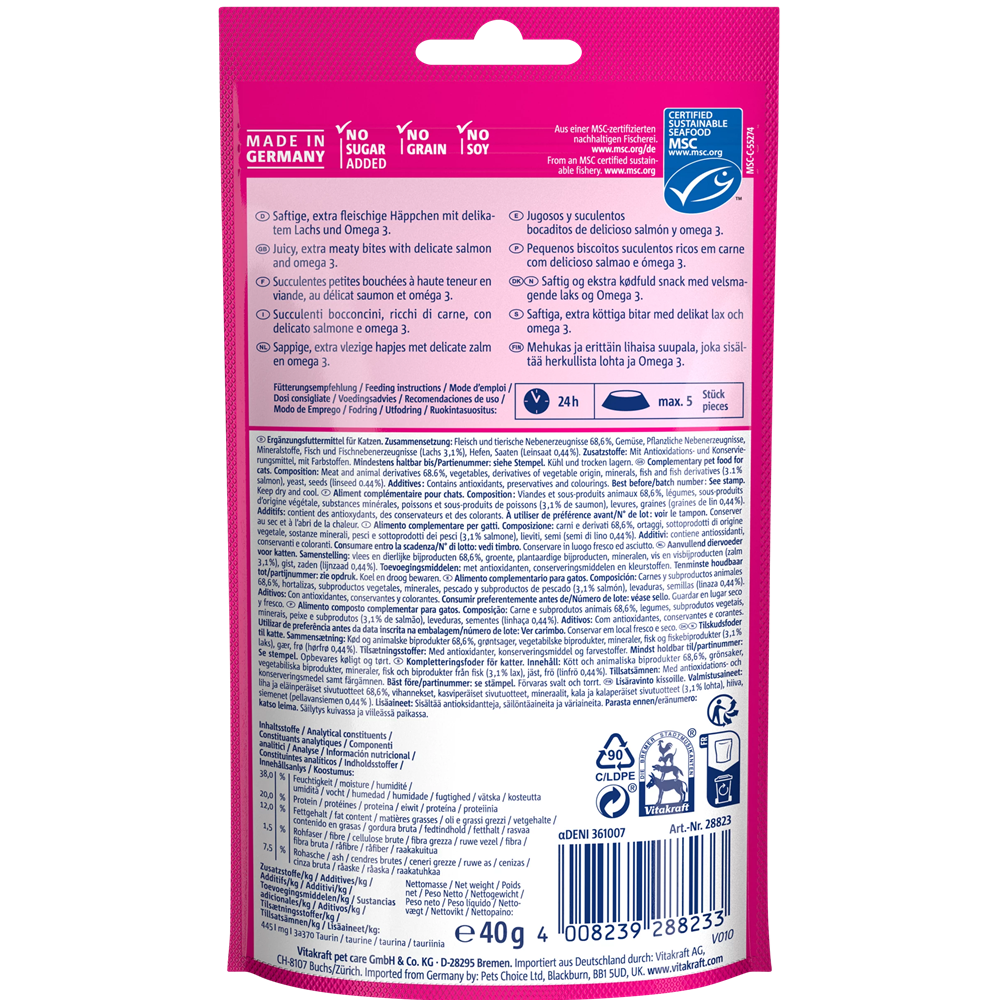 Vitakraft Cat Yums Snack - Salmon & Omega 3 - Shaking Tails