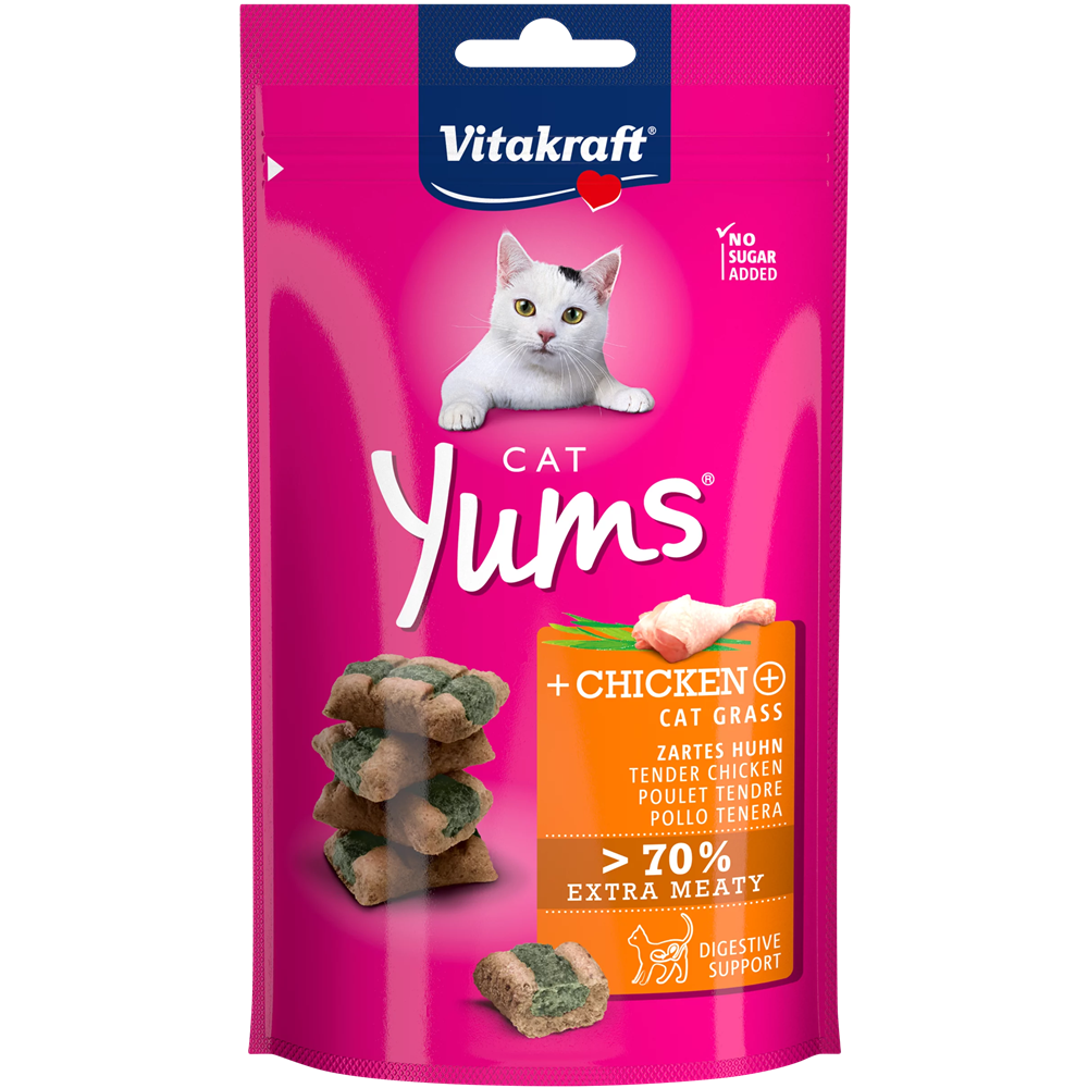 Vitakraft Cat Yums Snack - Chicken & Cat Grass - Shaking Tails