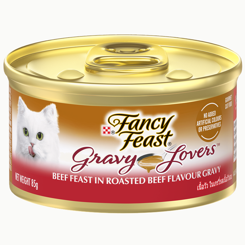 Purina FANCY FEAST Beef Feast in Roasted Beef Flavour in Gravy Gourmet Cat Food - Shaking Tails