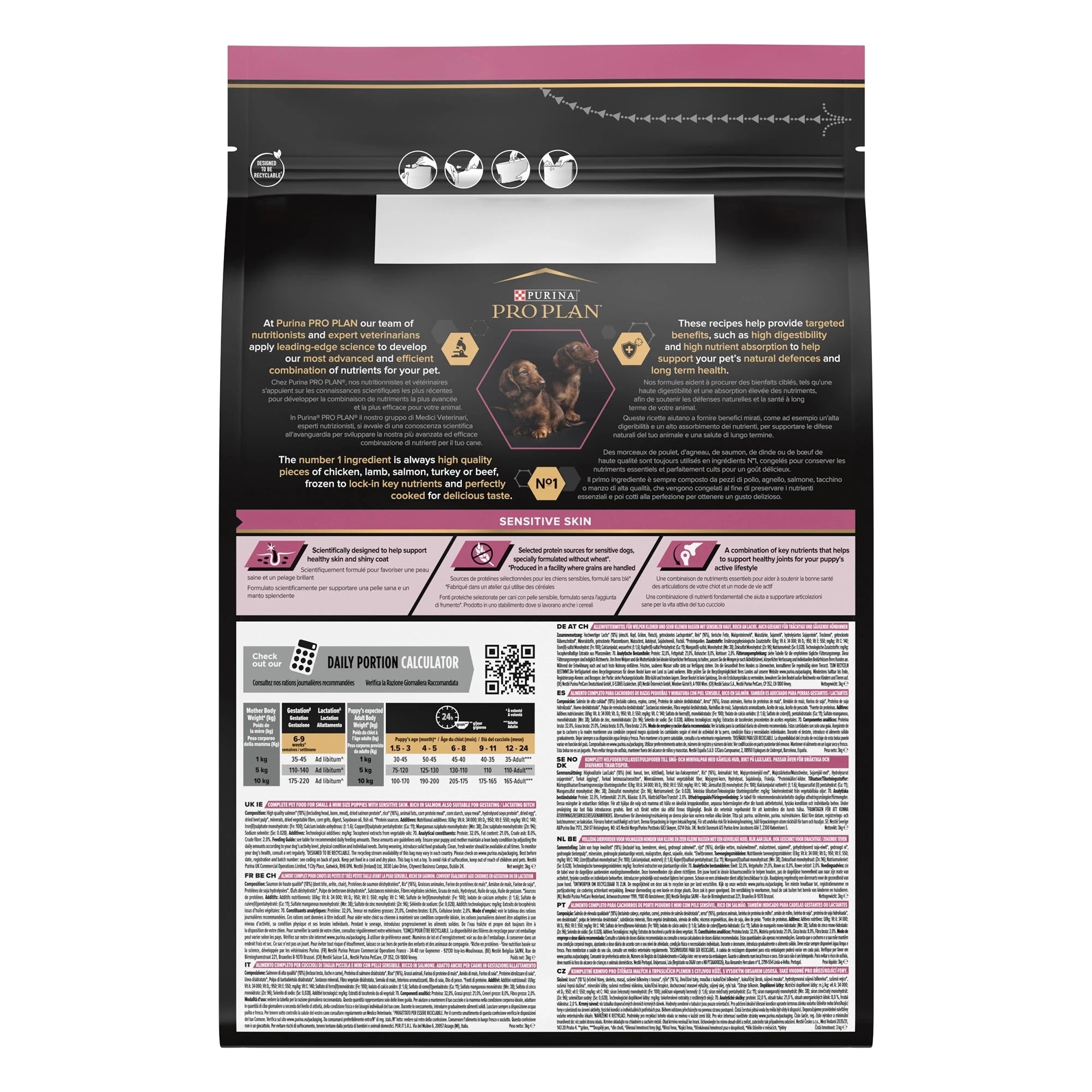 Purina Pro Plan - Small & Mini Puppy Sensitive Skin Dog Dry Food - Salmon