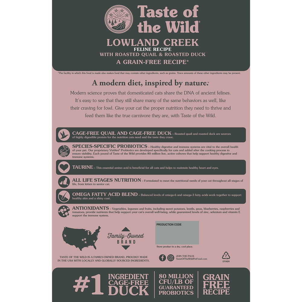 Taste Of The Wild - Lowland Creek Feline Recipe with Roasted Quail & Roasted Duck