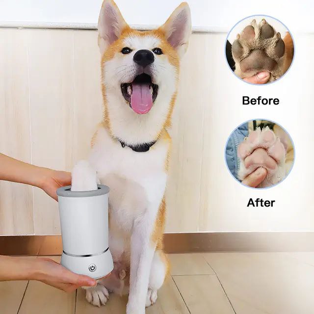 Automatic pet paw cleaner and massager