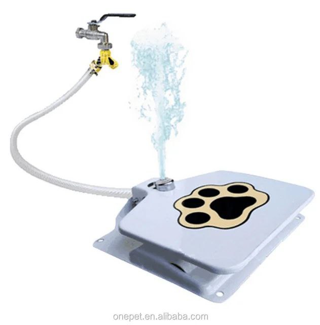 Outdoor automatic step on drinking fountain for dogs