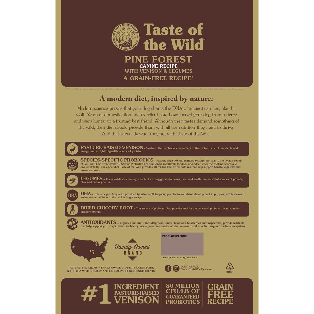 Taste Of The Wild - Pine Forest Canine Recipe with Venison & Legumes