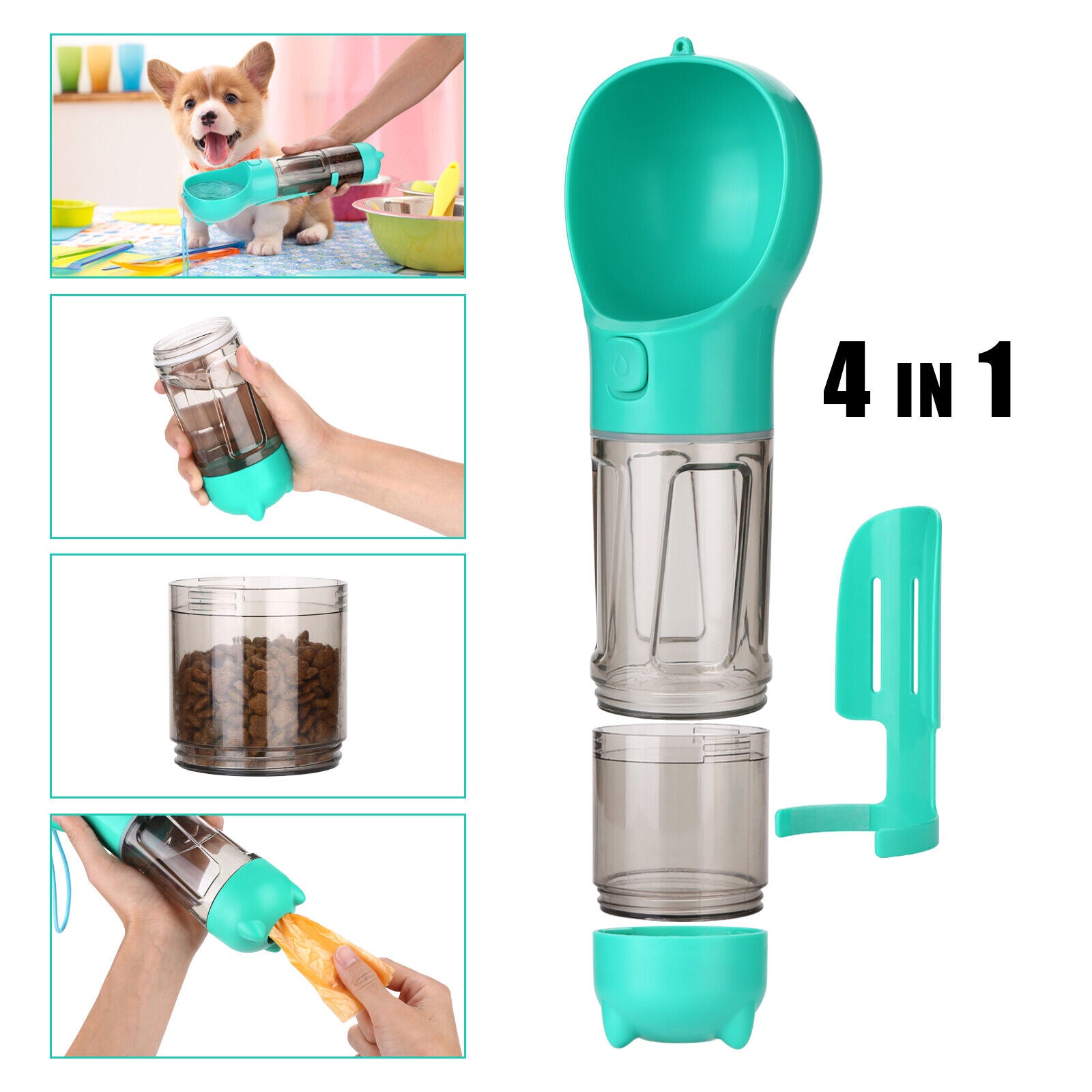 Portable 4-in-1 Pet Feeder Bottle