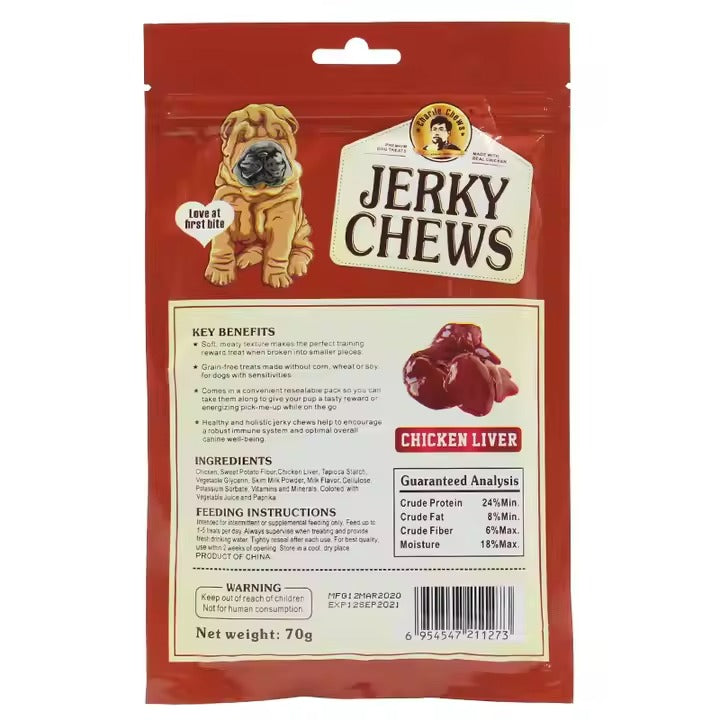 Jerky Chews Dog Sticks Treats - Chicken Liver - Shaking Tails