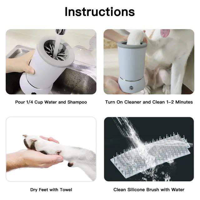 Automatic pet paw cleaner and massager