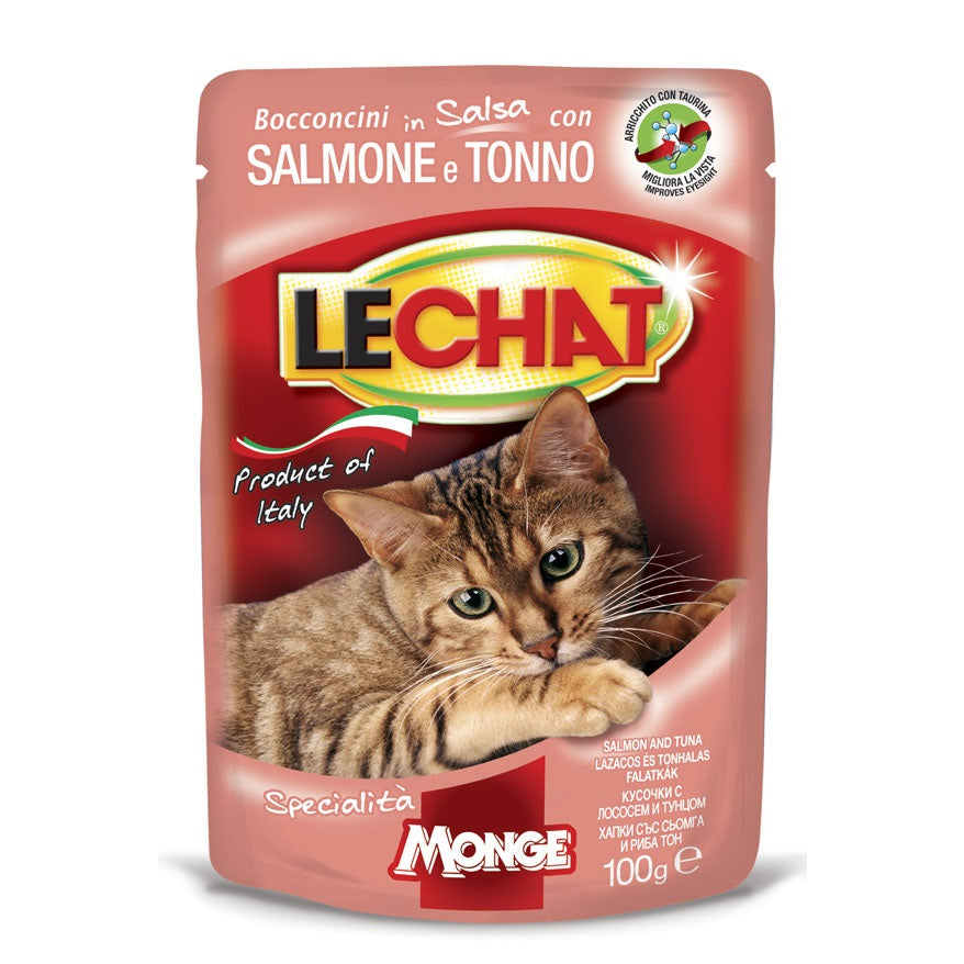 LeChat Adult Pouch Chunkies with Salmon and Tuna Cat Wet Food - Shaking Tails
